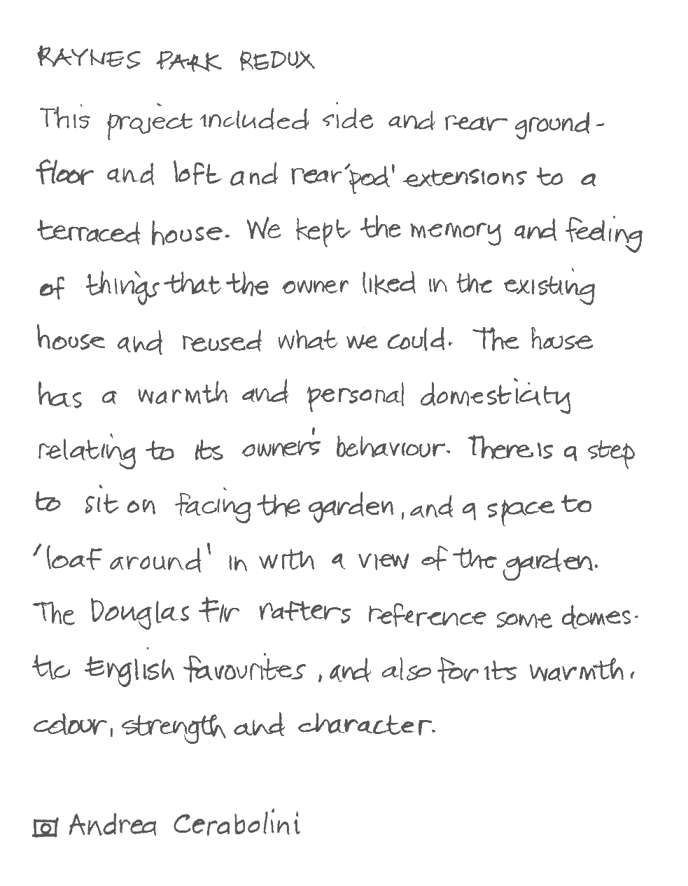 Text describing architectural project